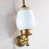 Antique Brass WC Toilet Cleaning Brush + Wall Mounted Holder with Ceramics Cup view 2
