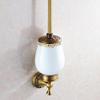 Antique Brass WC Toilet Cleaning Brush + Wall Mounted Holder with Ceramics Cup view 3