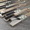 TDSSG-01 Metal Foil Glass with Stainless Steel Mosaic Tile Sheet-Kitchen and Bath backsplash Wall Tile (1 Sheet) view 3