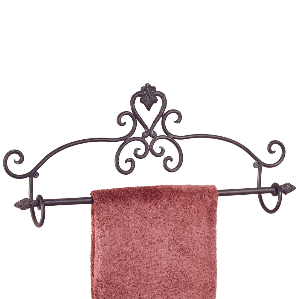Touch of Class Aldabella Scroll Wall Mount Towel Bar - Metal - Tuscan Slate Finish - 24 Inch Wide Rack for Bathroom, En Suite, Kitchen, Bar, Restaurant - Decor for Organization & Ease