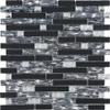 TDSSG-08 Black Grey Foil Glass with White Crystal and Black Glass Mosaic Tile Sheet-Kitchen and Bath backsplash Wall Tile (1 Sheet) view 1
