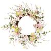 18-Inch Pink and Green Hydrangeas with Cotton Artificial Floral Wreath view 1