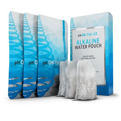 Invigorated Water pH ON-The-GO Alkaline Water Filter Pouch, Portable Alkaline High pH Water Filtration System for Your Bottle, Pitcher, Jug, Container, Long-Life - 400 Litre/105 Gallon (Pack of 3)