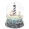 Lighthouse Globe Nautical Blue Resin 7 x 5 Music Figurine Plays Over The Waves view 1