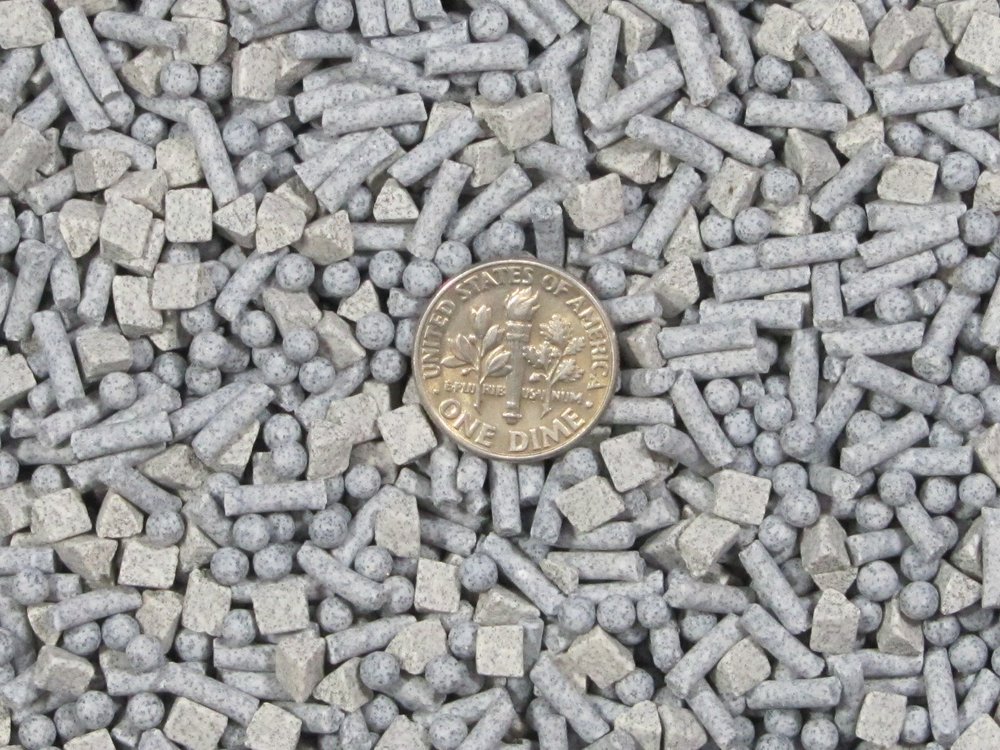 5 Lb. 4 mm X 4 mm Triangles, 3mm Spheres, 2.5 X 8 mm Pins Abrasive Fast Cutting Ceramic Porcelain Tumbling Tumbler Tumble Media