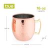 True Moscow Mule Mug, Stainless Steel, Copper Cups for Moscow Mules, Copper Bar Cart Accessories, 16 oz, Set of 2 view 2