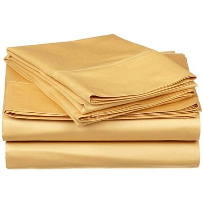 400 Thread Count 4-Piece Sheet Set Super Single (48 x 84) Gold Solid Fit Up to 28" Deep Mattress 100% Egyptian Cotton.