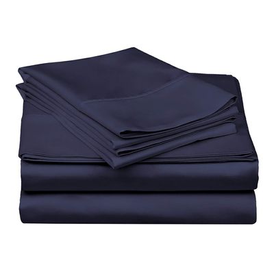 400 Thread Count 4-Piece Sheet Set Narrow Bunk Bed Size (39" x 75") Navy Blue Solid Fit Up to 28" Deep Mattress 100% Egyptian Cotton.