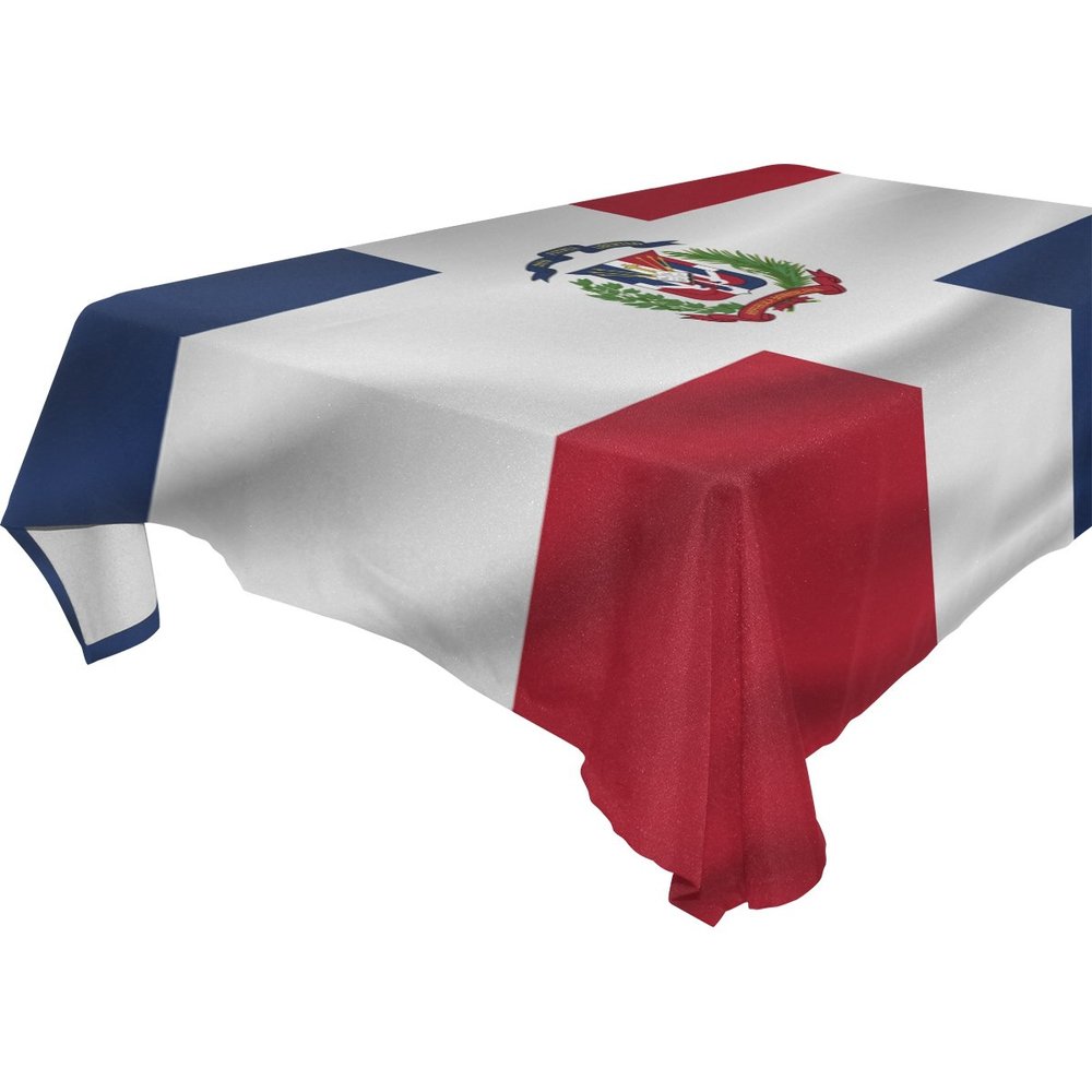 Dominican Republic Flag Polyester Tablecloth Table Cover for Dinner Party Picnic Kitchen Home Decor, Multi
