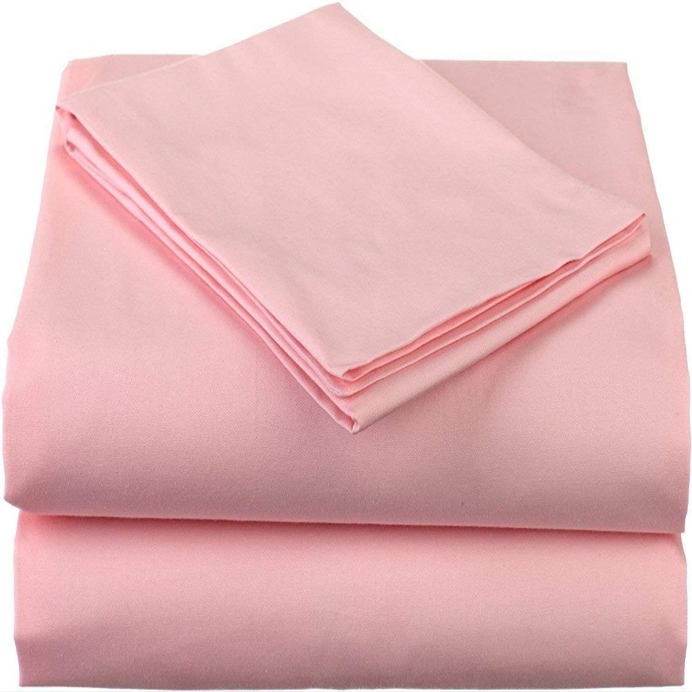 400 Thread Count 4-Piece Sheet Standard Bunk Bed Size (39" x 75") Light Pink Solid Fit Up to 28" Deep Mattress 100% Egyptian Cotton