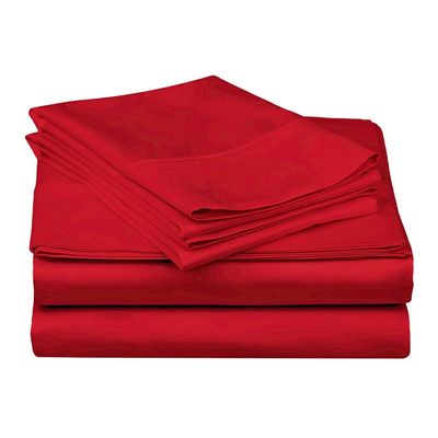 400 Thread Count 4-Piece Sheet Set Narrow Bunk Bed Size (39" x 75") Red Solid Fit Up to 28" Deep Mattress 100% Egyptian Cotton.