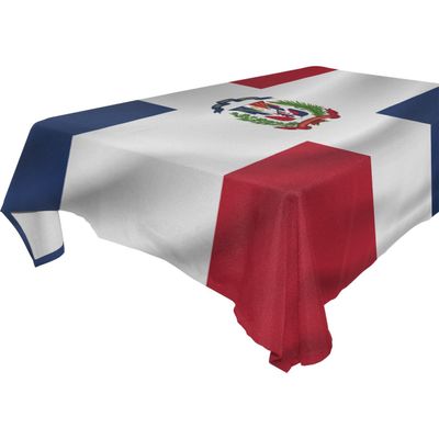 Dominican Republic Flag Polyester Tablecloth Table Cover for Dinner Party Picnic Kitchen Home Decor, Multi