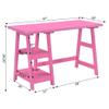 Convenience Concepts Designs2Go Trestle Desk 47" - Modern Desk or Vanity with Shelves, for Office, Dorm, Living Room, Pink view 3
