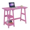 Convenience Concepts Designs2Go Trestle Desk 47" - Modern Desk or Vanity with Shelves, for Office, Dorm, Living Room, Pink view 4