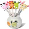 Zeltauto 6 Pcs Fruit Forks Cute Cartoon Animal Food Picks for Kids Mini Salad Cake Dessert Toothpicks Forks with a Ceramic Holder for Party Supply(Cartoon) view 1