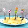 Zeltauto 6 Pcs Fruit Forks Cute Cartoon Animal Food Picks for Kids Mini Salad Cake Dessert Toothpicks Forks with a Ceramic Holder for Party Supply(Cartoon) view 2