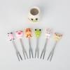 Zeltauto 6 Pcs Fruit Forks Cute Cartoon Animal Food Picks for Kids Mini Salad Cake Dessert Toothpicks Forks with a Ceramic Holder for Party Supply(Cartoon) view 3