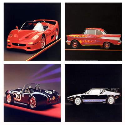 Vintage Ford Automobile Sports Car Wall Decor Picture Four Set Art Print Posters (16x20)