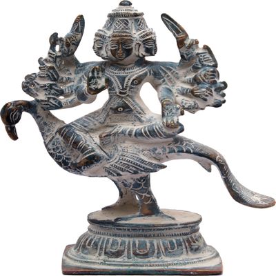 Exotic India Karttikeya - Son of Shiva - Brass Statue - Color Antique Color