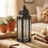 10.5 Clear Glass Metal Moroccan Decorative Candle Lantern with White LED Twinkle Fairy Lights & Remote Wedding Table Centerpieces, Indoor Home Decor, Outdoor Patio & Porch, Medium view 4