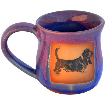 ALWAYS AZUL POTTERY Basset Hound 14 Oz. Mug in Luscious Too Glaze - Handmade Ceramic Coffee Mug - Stylish and Unique Handcrafted Artistic Drinkware - Polished Clay Cups, Great for Coffee, Tea, & More