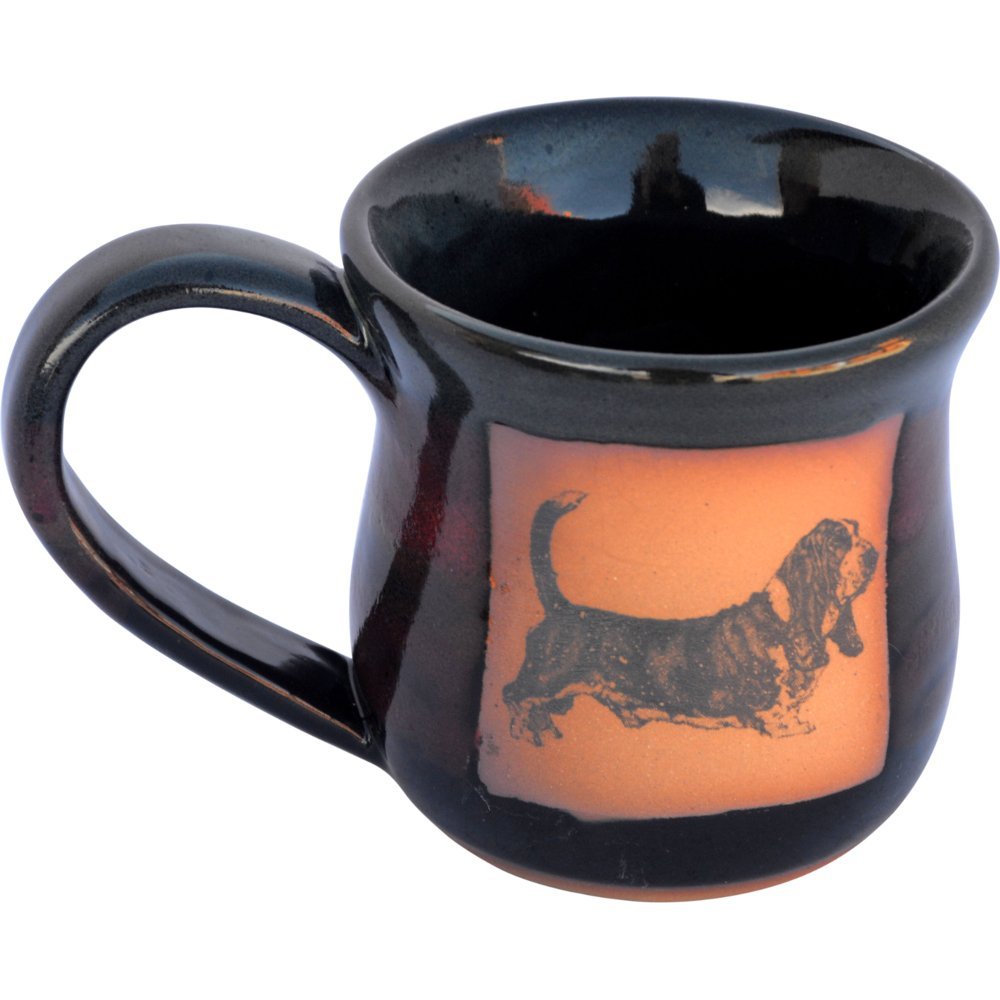 ALWAYS AZUL POTTERY Basset Hound 14 Oz. Mug in Moonscape Glaze - Handmade Ceramic Coffee Mug - Stylish and Unique Handcrafted Artistic Drinkware - Polished Clay Cups, Great for Coffee, Tea, and More