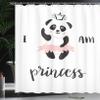 Ambesonne Cartoon Shower Curtain, Funny Ballerina Panda Bear Dancing in Pink Skirt Girls, Cloth Fabric Bathroom Decor Set with Hooks, 69" W x 70" L, White Black Rose view 3