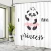 Ambesonne Cartoon Shower Curtain, Funny Ballerina Panda Bear Dancing in Pink Skirt Girls, Cloth Fabric Bathroom Decor Set with Hooks, 69" W x 70" L, White Black Rose view 4