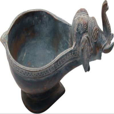 Exotic India Lamp with Elephant Head - Brass Sculpture - Color Antique Color