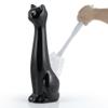 Allure Home Creation Cat 3-Piece Black Ceramic Toilet Brush Holder with White Plastic Brush and Soap Dispenser Set-Black view 3