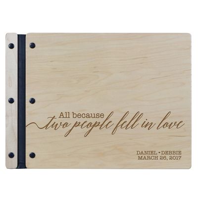 LifeSong Milestones Personalized Mr and Mrs. Wedding Anniversary Guest Book Registry for Bride and Groom Newlywed Couple Custom Engraved Cherry Wood 13.5" x10 (All Because Two People)