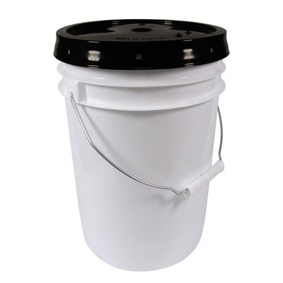 White 2 Gallon Bucket with Gasketed Lid (Black (SNAP ON), 1)