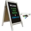 Large Sturdy Handcrafted 40" x 20" Wooden A-Frame Chalkboard Display / 4 Liquid Chalk Markers & Stencil Set/Sidewalk Chalkboard Sign Sandwich Board/Chalk Board Standing Sign (White Finish) view 1