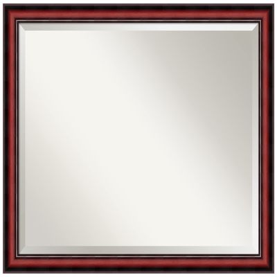 Amanti Art Brown Wall Mirror 25x31 Rubino Cherry Scoop Rectangle Bathroom Mirror for Wall Decor Living Room, Large Traditional Wood Frame, Hangs Horizonally and Vertically, Bathroom Decor, Beveled