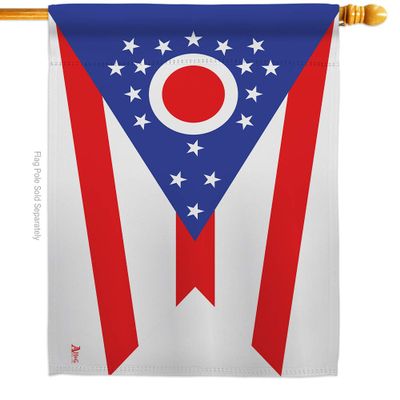 Ohio House Flag Americana States USA American Territories Republic Country Particular Area Small Decorative Gift Yard Banner Made In 28 X 40