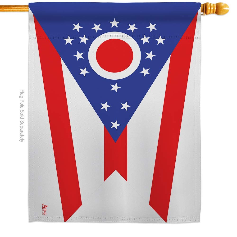 Ohio House Flag Americana States USA American Territories Republic Country Particular Area Small Decorative Gift Yard Banner Made In 28 X 40
