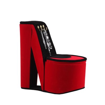 Ore International HBB1821 High Heel Shoe Display with Hooks Jewelry Box, Red Velvet, 9"