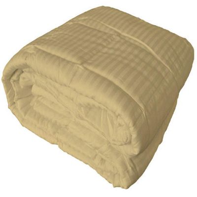RBS Bedding's 650 Thread Count 1pc Comforter (300 GSM Microfiber Fill Box Stitched) Twin/Single Bed Size(64 x 86 inches), Beige Stripe 100% Egyptian Cotton