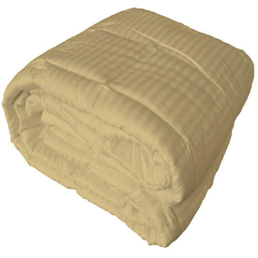 RBS Bedding's 650 Thread Count 1pc Comforter (300 GSM Microfiber Fill Box Stitched) Twin/Single Bed Size(64 x 86 inches), Beige Stripe 100% Egyptian Cotton