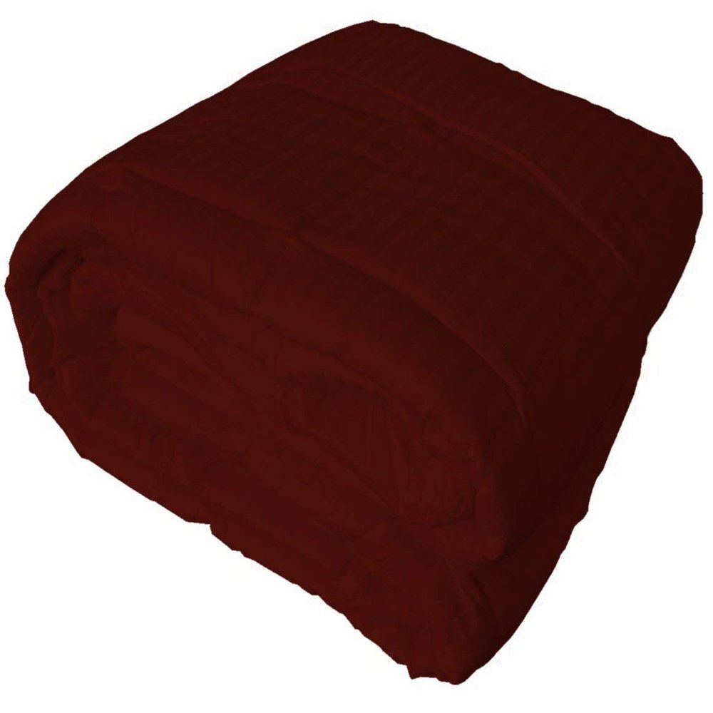 RBS Bedding's 650 Thread Count 1pc Comforter (300 GSM Microfiber Fill Box Stitched) Three Quarter/Small Double(64 x 86 inches), Burgundy Stripe 100% Egyptian