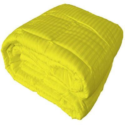 RBS Bedding's 650 Thread Count 1pc Comforter (300 GSM Microfiber Fill Box Stitched) Cot Bed Size(64 x 86 inches), Yellow Stripe 100% Egyptian Cotton