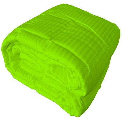 RBS Bedding's 650 Thread Count 1pc Comforter (300 GSM Microfiber Fill Box Stitched) Hospital Twin Size(64 x 86 inches), Parrot Green Stripe 100% Egyptian Cotton