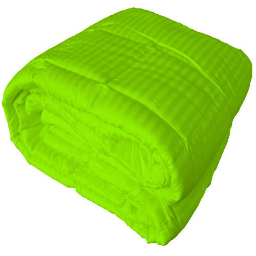 RBS Bedding's 650 Thread Count 1pc Comforter (300 GSM Microfiber Fill Box Stitched) Hospital Twin Size(64 x 86 inches), Parrot Green Stripe 100% Egyptian Cotton