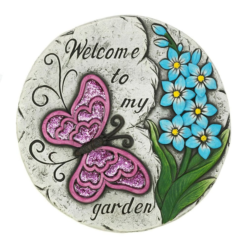 Accent Plus Summerfield Terrace 10018530 Pink Butterfly Garden Stepping Stone, Multicolor