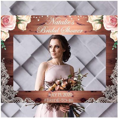 Custom Rustic Lace Bridal Shower Photo Booth Frame Wooden Bridal Shower Photo Booth Prop - Personalized Bridal Shower Decorations