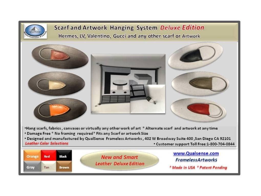 FramelessArtworks Scarf and Artwork Hanging System Deluxe Leather Edition