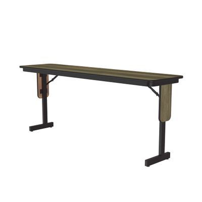 Correll 18"x96", Colonial Hickory High Pressure Laminate Seminar, Training or Classroom Table with Folding Panel Leg, Seats 4 (SP1896PX-53)