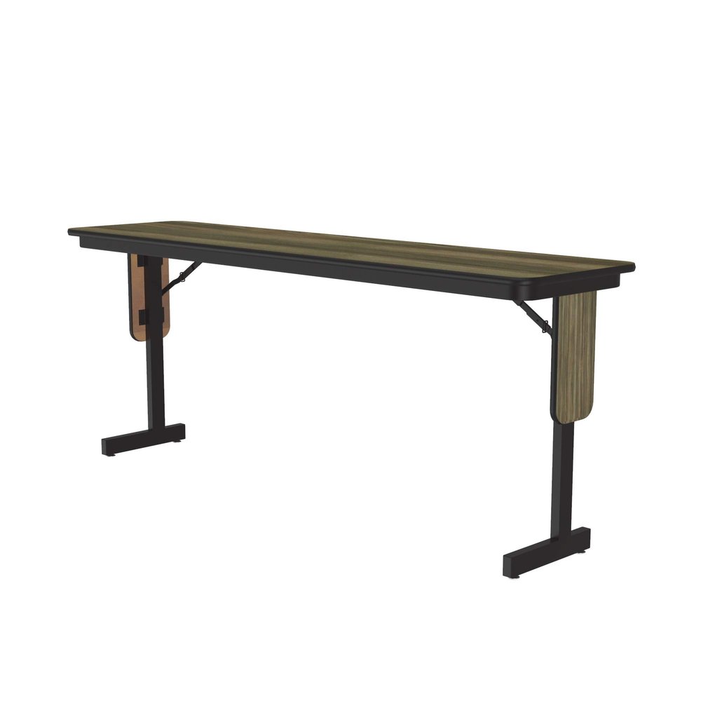 Correll 18"x96", Colonial Hickory High Pressure Laminate Seminar, Training or Classroom Table with Folding Panel Leg, Seats 4 (SP1896PX-53)