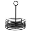 G.E.T. 4-31855 Black Round Stainless Steel Condiment Caddy Iron Polyethylene Coated Table Caddies Collection, 7.5" view 3