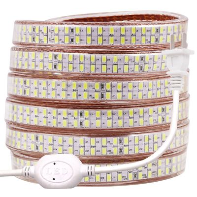 XUNATA 49.2ft Dimmable Waterproof LED Strip Rope Light with US Plug, Double Row SMD 5730 AC 110V 240 LEDs/m Flexible LED Strip Lights for Garden Outdoor Home Decoration(White)